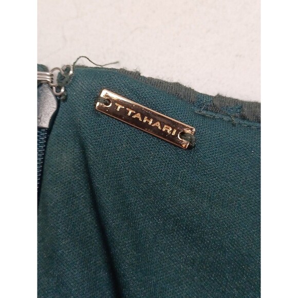 T Tahari Casual Dress Long Sleeve Dark Green Textured Sz M - Picture 7 of 7